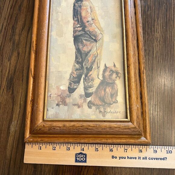 Vintage MCM M.Medeiros 60’s Framed Boy and Dog Painting Print - Picture 7 of 7